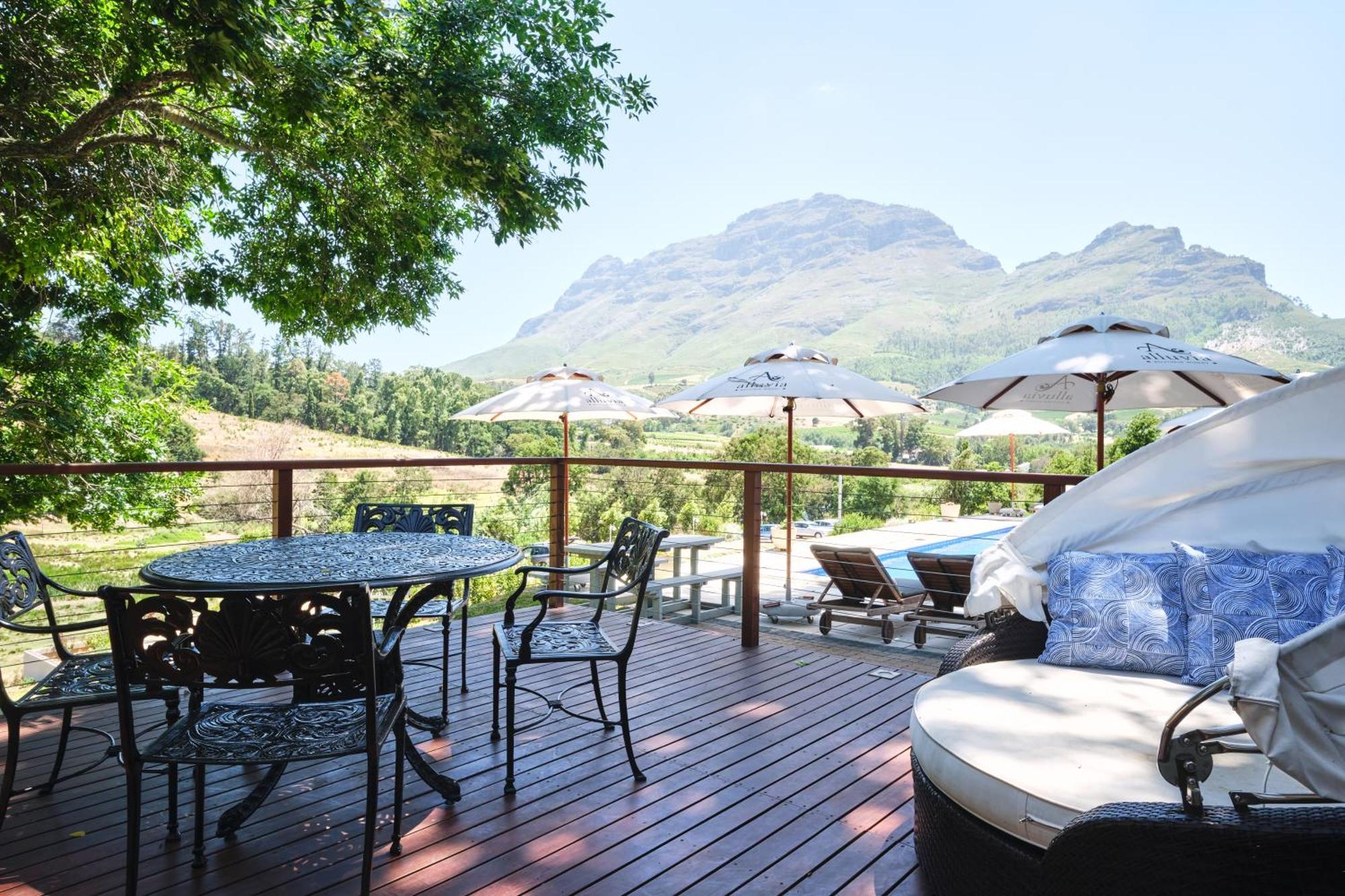 Alluvia Boutique Winery & Luxury Accommodation Stellenbosch Værelse billede View of the Hot Tub at the Spa at La Motte